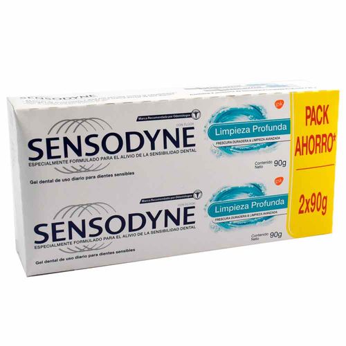 Pack x 2 crema dental SENSODYNE limpieza profunda