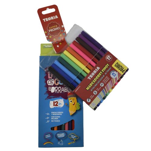 Set TEORÍA + 12 lápices de colores + 12 marcadores finos