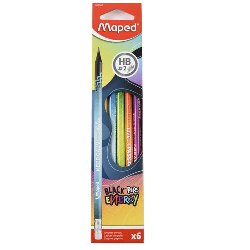 Lápices de escribir MAPED Hb con goma 6 unidades