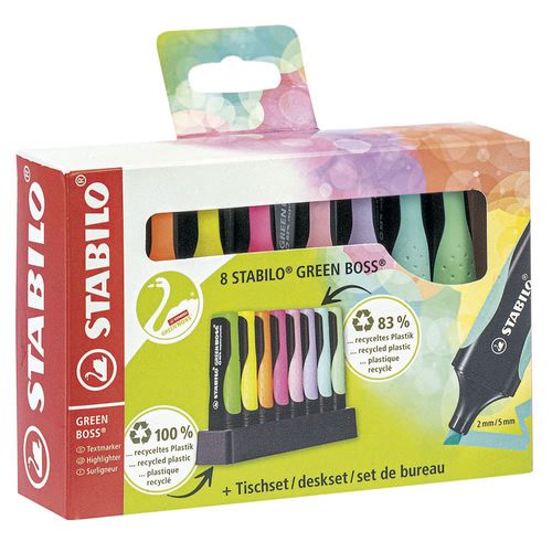 Destacadores STABILO green boss 8 un.