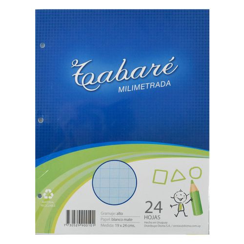 Hojas TABARÉ milimetradas 24 un.