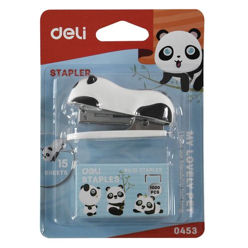 Abrochadora mini DELI panda con broches