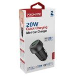 Cargador-de-auto-PROMATE-Drivegear-20w-usb-usb-c-negro