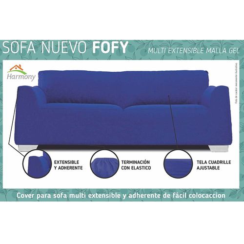 Funda de sofá 1 cuerpo FOFFY indigo 100% poliéster