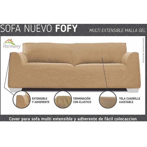 Funda de sofá 2 cuerpos FOFFY caqui 100% poliester