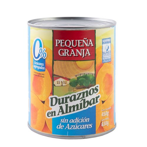 Duraznos en almíbar PEQUEÑA GRANJA 0% azúcar 830 g