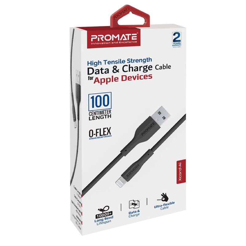 Cable-USB-A-Lightning-1M-PROMATE-Xcord-Ai-Negro