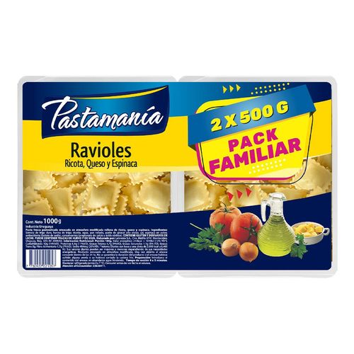 Pack ravioles PASTAMANÍA Ricota Espinaca 1 kg