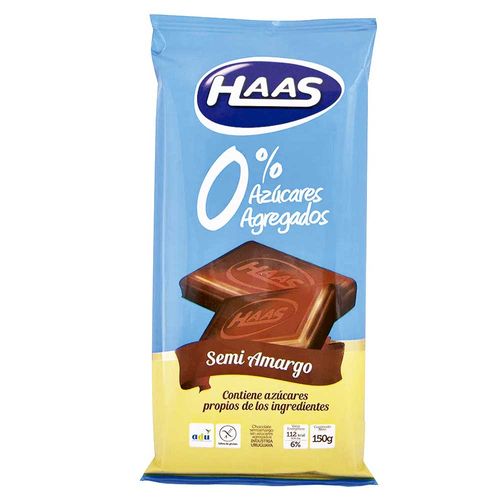 Chocolate HAAS 0% azúcar semi amargo 150 g