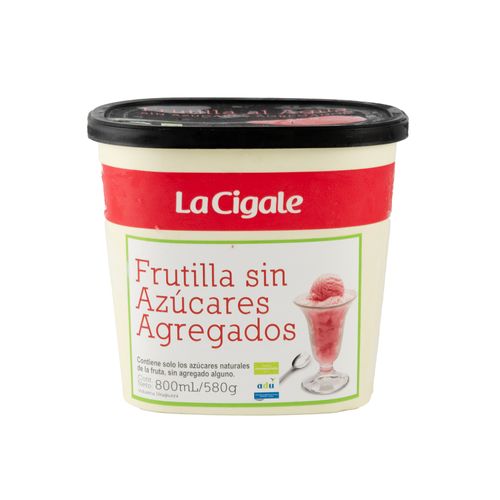 Helado sin azucar LA CIGALE frutilla 800 ml