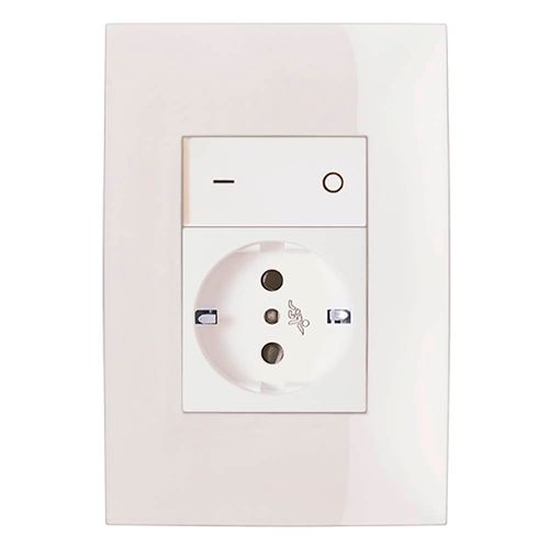 Plaqueta CONATEL Schuko + 1 interruptor
