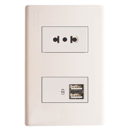 Plaqueta CONATEL Duomo toma con tierra + USB 2 Bocas