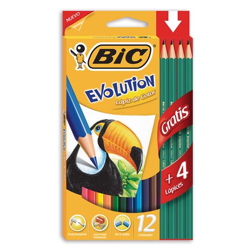 Lápices colores BIC evolution 12 un.