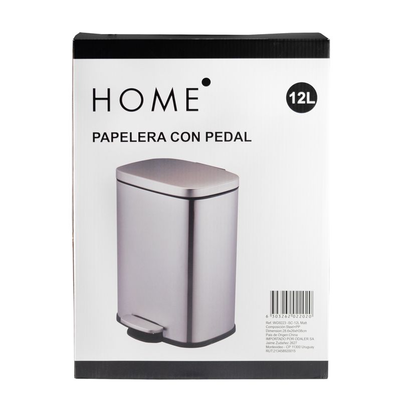 Papelera-con-pedal-12-L-rectangular-HOME-28x26xh38-cm-Acero-Inoxidable