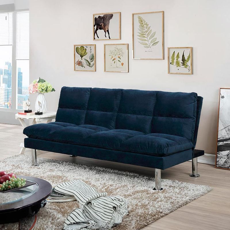 Sofa-cama-Futon-de-color-azul-oscuro