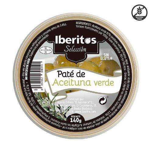 Paté de aceituna verde IBERITOS sin gluten 140 g
