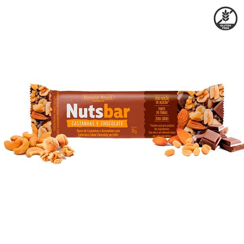 Barra NUTS bar chocolate sin azúcar y sin gluten 25g