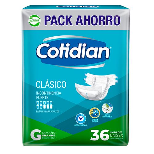 Pañal adulto COTIDIAN clásico grande 36 un.