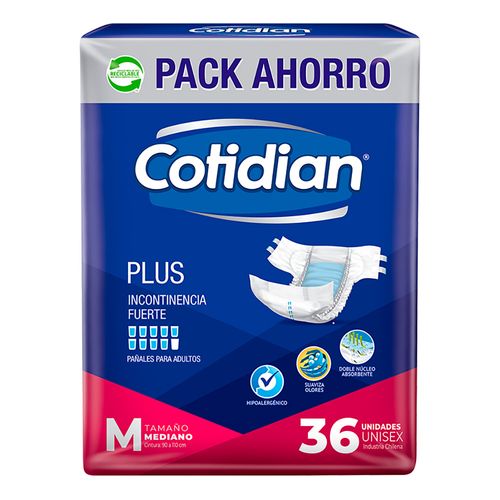 Pañal adulto COTIDIAN Plus mediano 36 un.