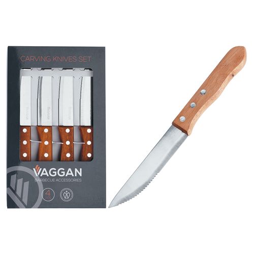 Set x 4 cuchillos Acero Inoxidable mango madera