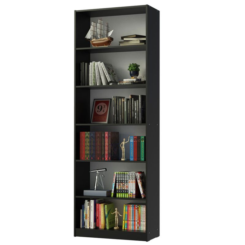 Biblioteca-Negra-con-6-estantes-71x204x30-cm