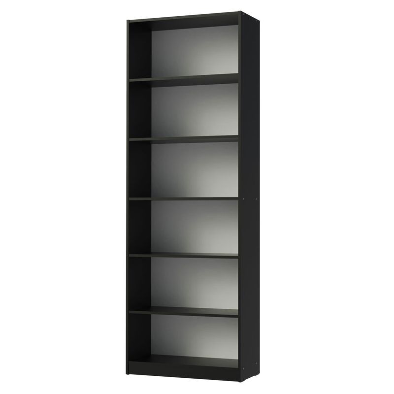 Biblioteca-Negra-con-6-estantes-71x204x30-cm