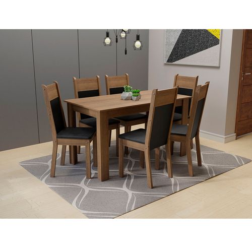Juego de Comedor Medelin 6 Sillas Rústico/Negro