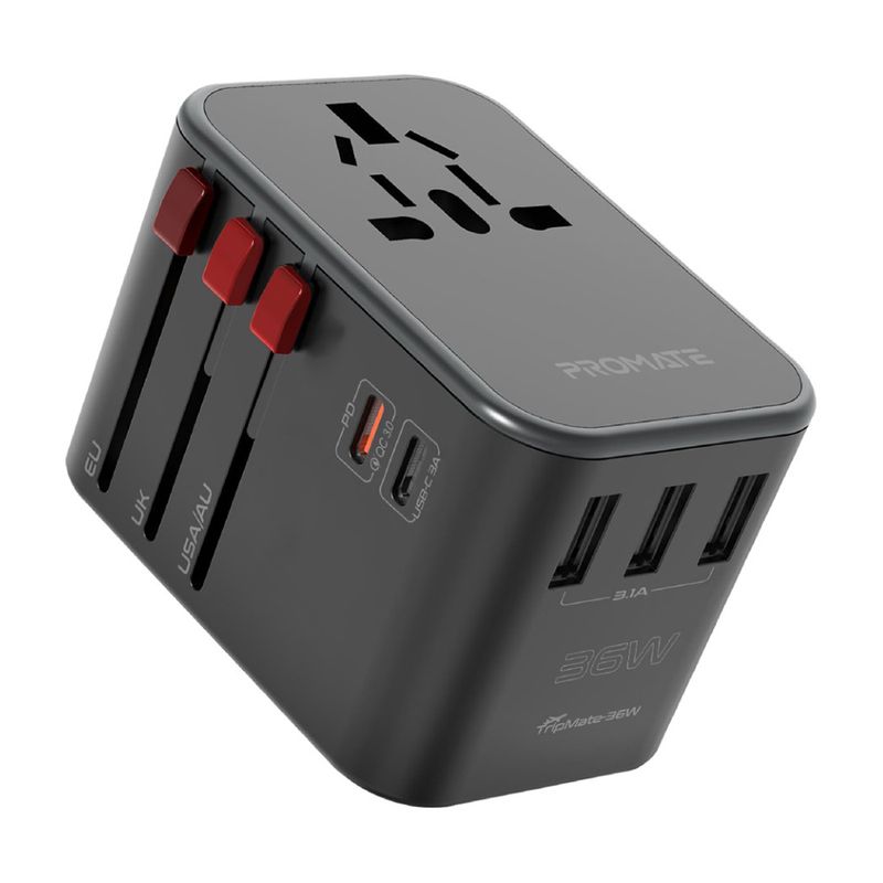 Cargador-de-pared-PROMATE-Tripmate-36w-universal-USB-C-USB-QC-30