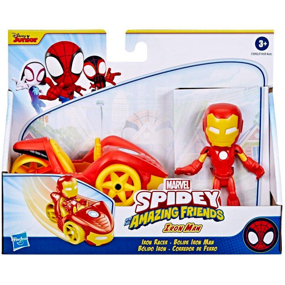 Spidey y sus amigos Iron Man 10 cm + vehículo - Géant