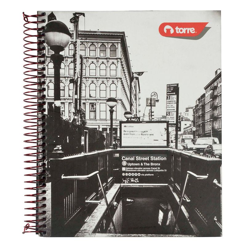 Cuaderno-TORRE-Black-White-espiral-Rojo-120H