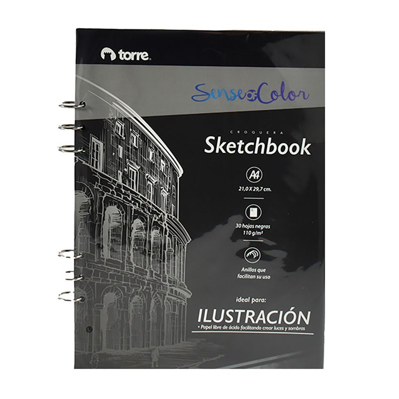 -Block-dibujo-TORRE-A4-6-anillos-30H-Negras