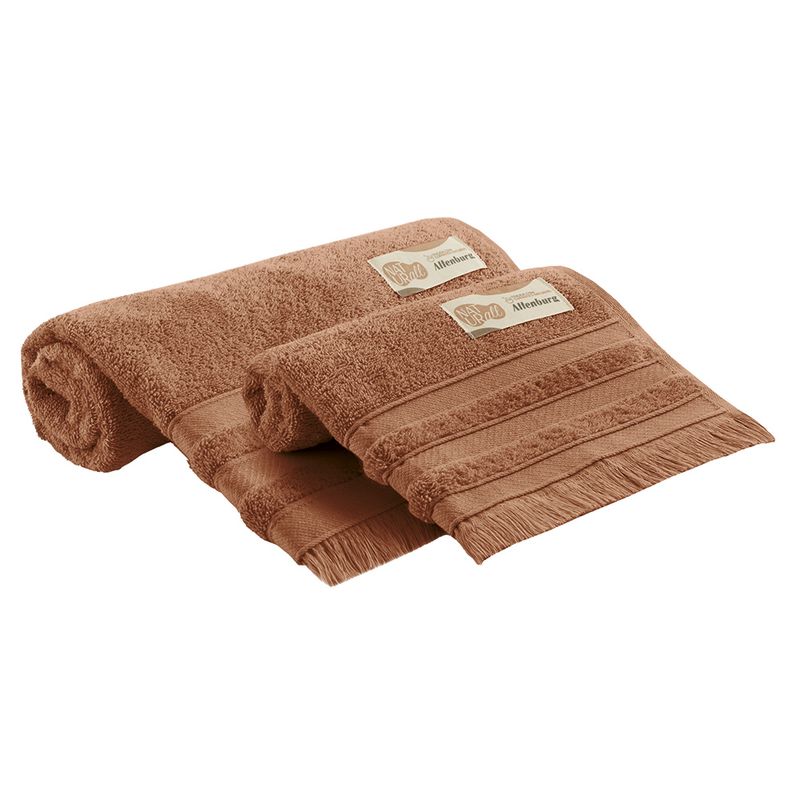 Juego-de-toallas-ALTENBURG-linea-naturall-color-marron-baño-70x140cm-50x80cm