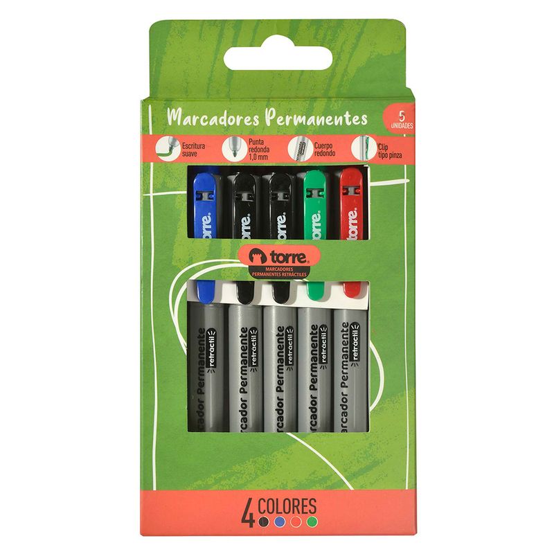 Marcador-permanente-TORRE-retractil-5-un.-4-colores