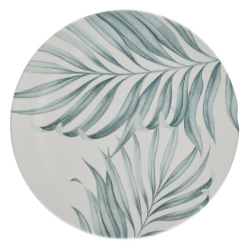 Plato para postre melamina 21,6 cm diseño verde hojas