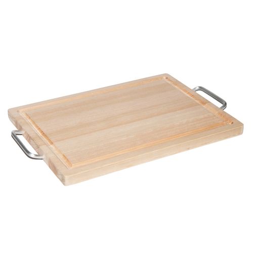 Tabla de madera eucaliptus con asa de metal 40,5x25 cm