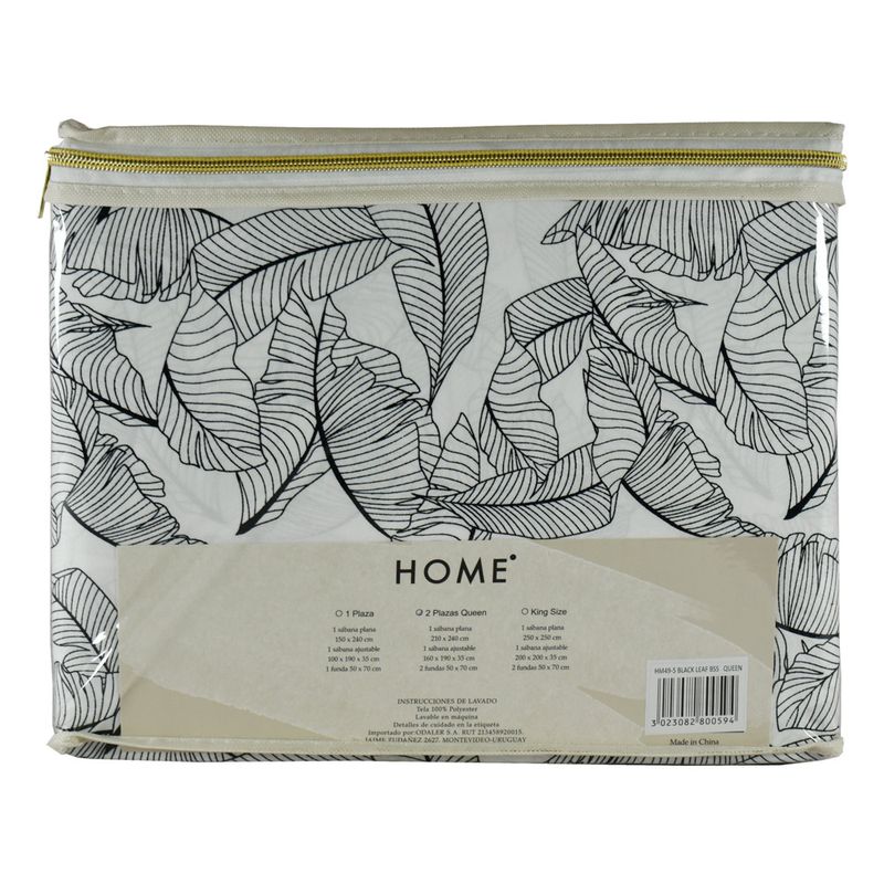 Juego-de-Sabanas-HOME-Queen-estampado-de-hojas-negras