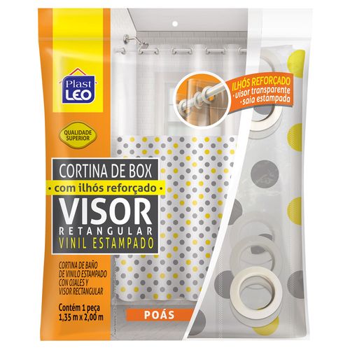 Cortina de baño con visor liso y argollas 1,35 x 2 m