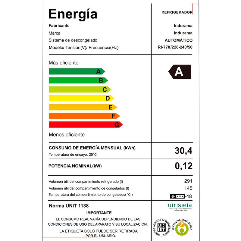 Heladera INDURAMA SBS Mod. IN-RI-770 inoxidable