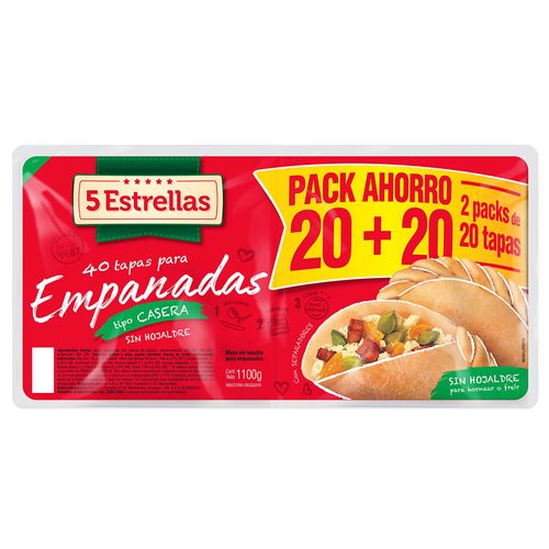 Pack 40 tapas de empanadas caseras 5 ESTRELLAS 1.1 Kg