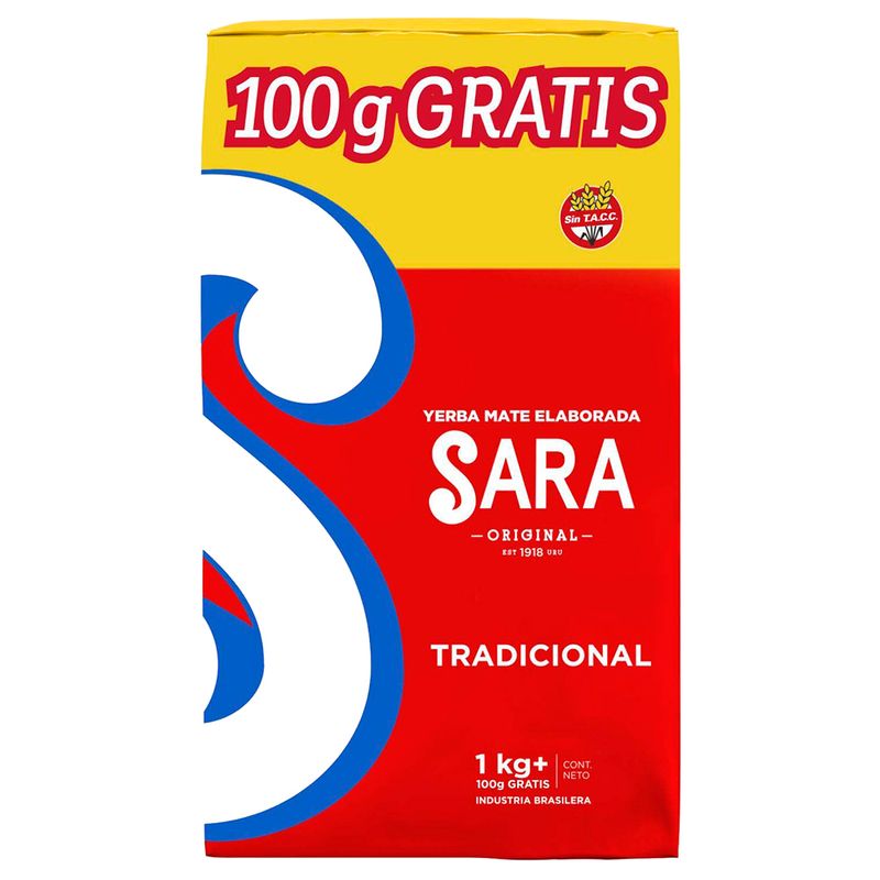 Yerba-SARA-tradicional-1-kg---100-g-de-regalo