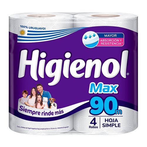 Papel higiénico HIGIENOL Max 90 m x 4 un.