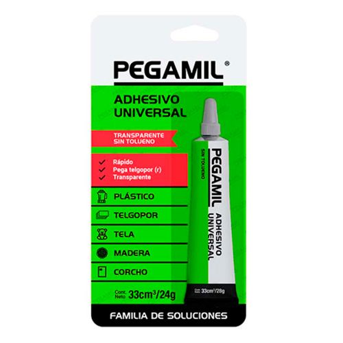 Adhesivo PEGAMIL universal multiuso transparente 33 cc blis