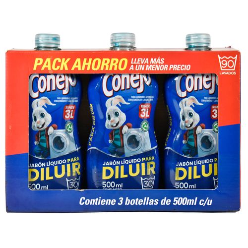 Pack x3 detergente para diluir CONEJO 500cc