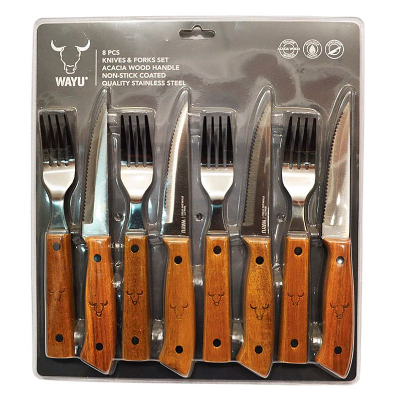 Set-x8-Cuchillos-y-Tenedores-Acero-Inoxidable-Mango-Madera