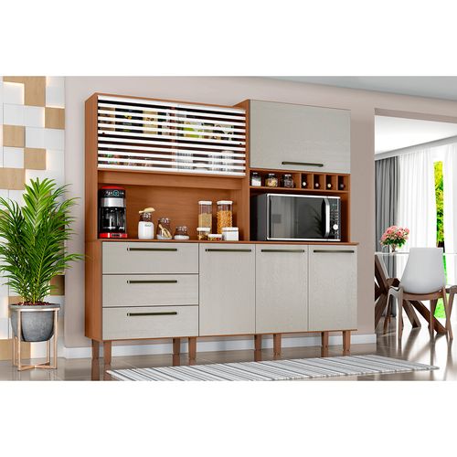 Mega Kit Cocina 6 Puertas 3 Cajones Canela/Arena