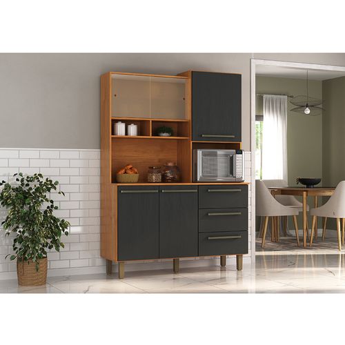 Kit Absoluto Cocina 5 Puertas 3 Cajones Canela/Negro