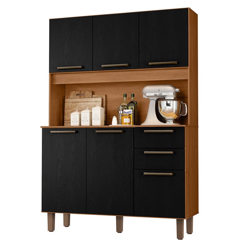 Kit-Pop-Cocina-6-Puertas-2-Cajones-Canela-Negro