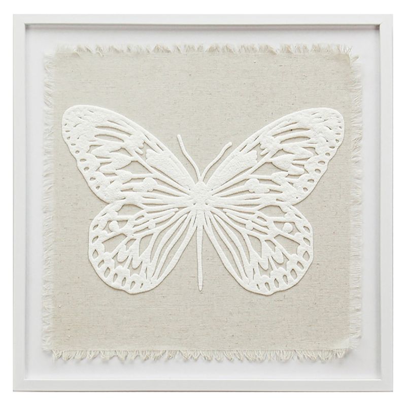 Lamina-con-marco-40x40-cm-Mariposa-blanco-lino