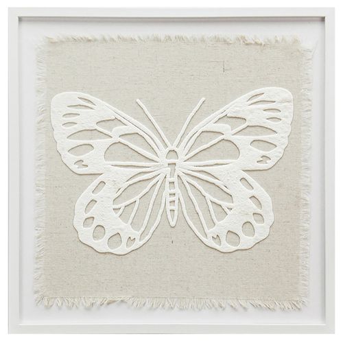 Lámina con marco 40x40 cm Mariposa blanco/lino