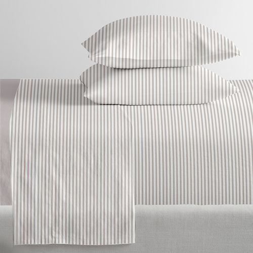 Juego de sabanas HOME King Microfibra a rayas beige